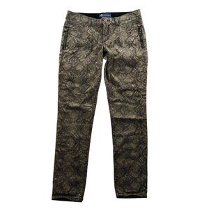 Democracy Womens Snakeskin Pants Size 8 Tan Ab Solution Skinny Ankle Mid Rise